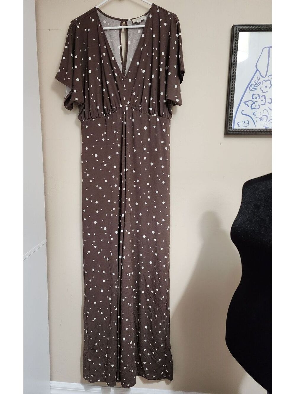 LOFT Outlet Brown Polka Dot Jumpsuit Size 16